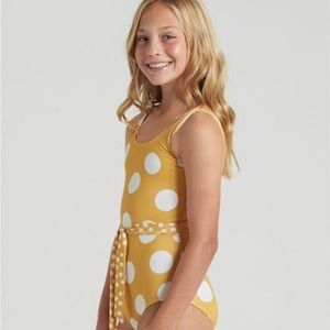 Billabong Girls 4Ever Sun One piece. Yellow /White Polka dots. 12